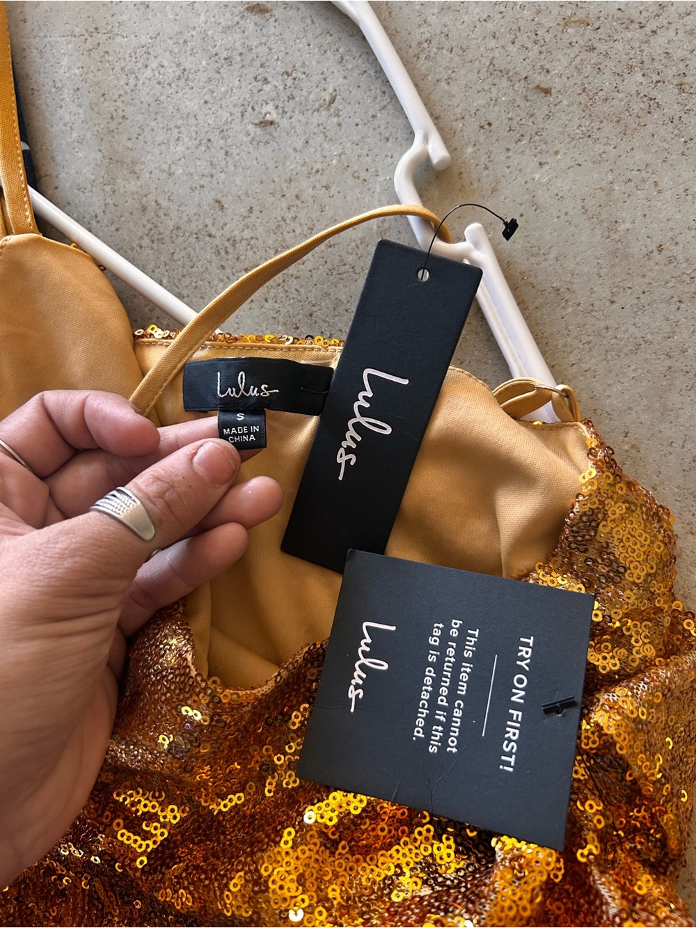 Lulus NWT Gold Sequin Bodycon Mini Dress S Party Cocktail Going Out Dress - Picture 6 of 8